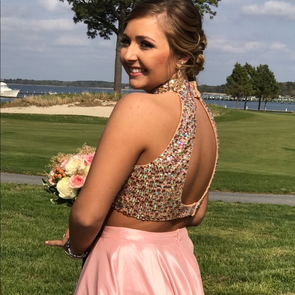 Pink Sherri Hill Two Piece Dress - Picture 3 of 4